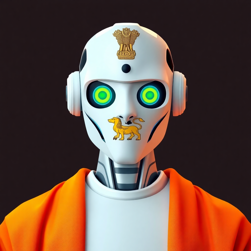 AI chatbot interface for government services, Rajasthan state emblem, digital assistant